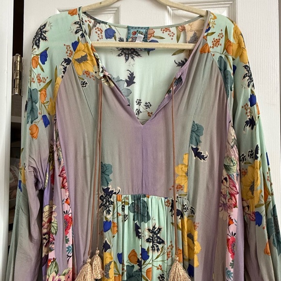 Johnny Was Dresses & Skirts - Johnny Was Floral Dress with Blue and Green Accents